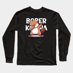 Funny Polish Internet Meme Bobr Bober Kurwa Dabbing Long Sleeve T-Shirt